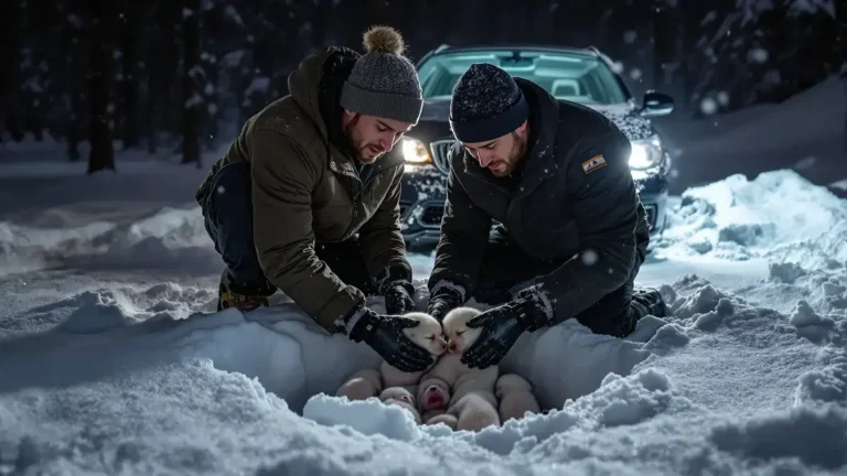 Diskrétny pohyb v snehu skrýva vrh novonarodených šteniat v smrteľnom nebezpečenstve