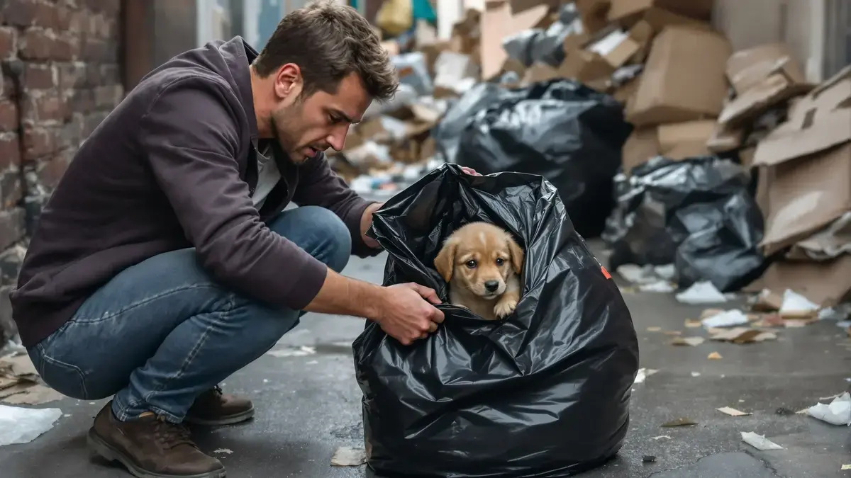 Šokujúce zábery odhaľujú šteniatko v núdzi v zapečatenom odpadkovom vreci realita ktorú všetci prehliadajú