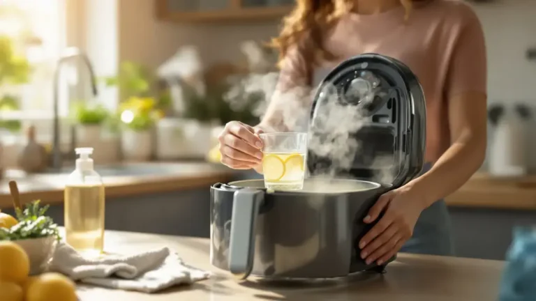 Tento jednoduchý trik uľahčí čistenie vášho airfryera len s pohárom vody