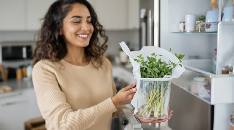 Odkedy dávam papierovú utierku do chladničky, bylinky mi vydržia čerstvé viac ako 10 dní a už sa nestresujem pri varení.